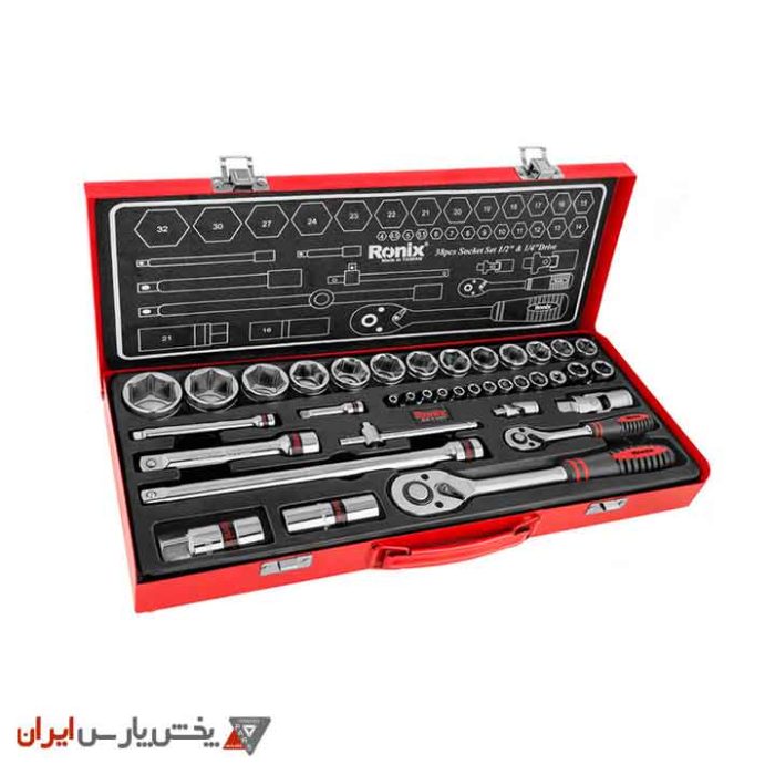 جعبه بکس 38 پارچه 1/2 و 1/4 اینچ رونیکس مدل RH-2638 - Image 1